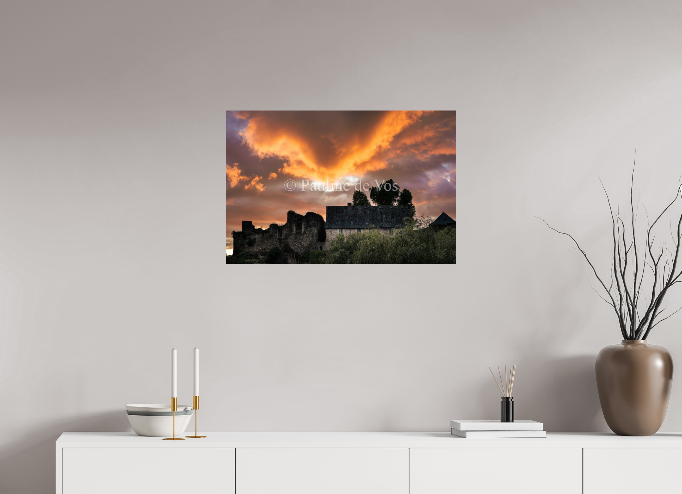 75 x 50 cm, Photo Print On Fuji Crystal DP II Le coucher du soleil a Ségur le Château