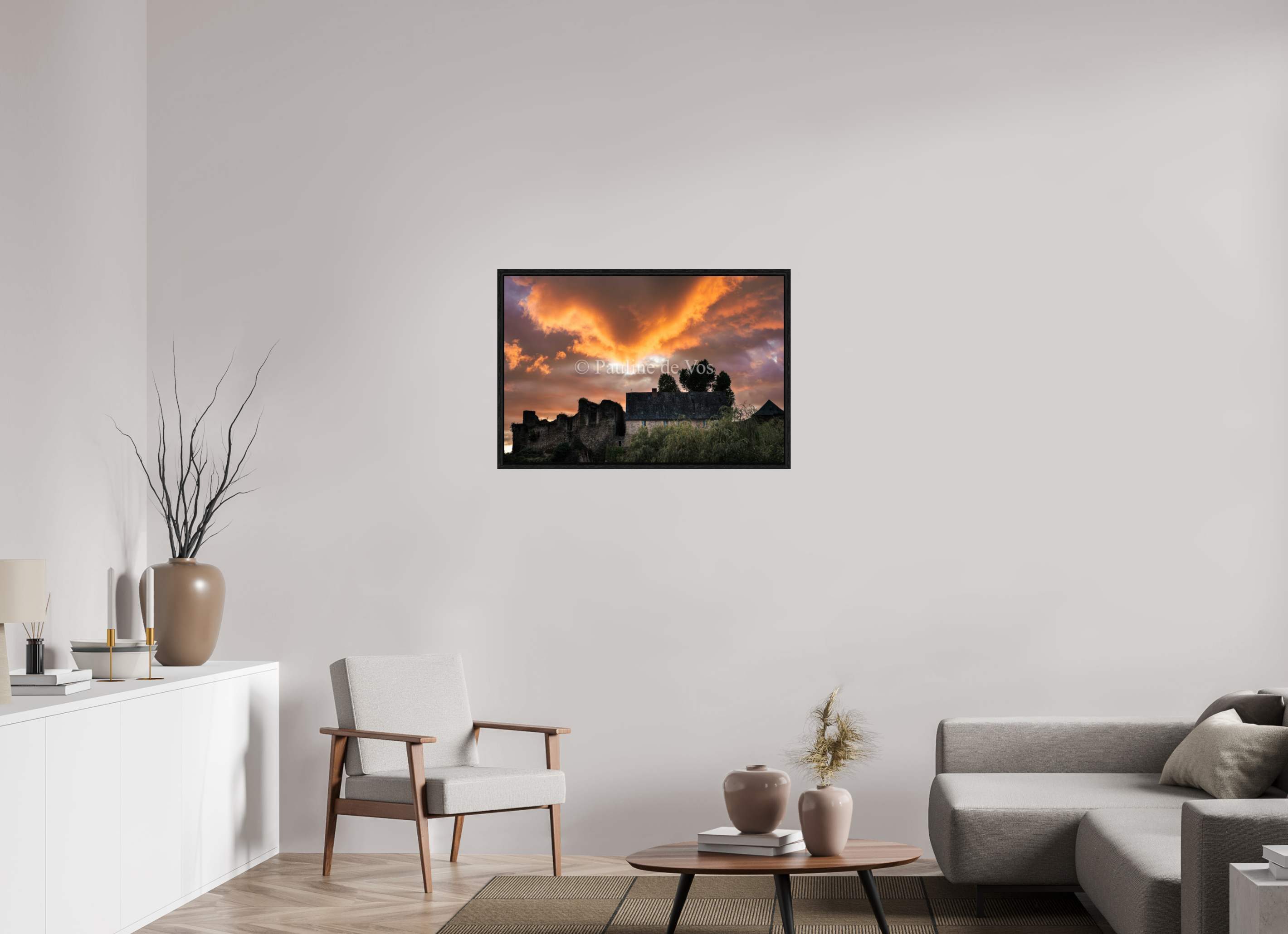 90 x 60 cm, Floater Frame Le coucher du soleil a Ségur le Château