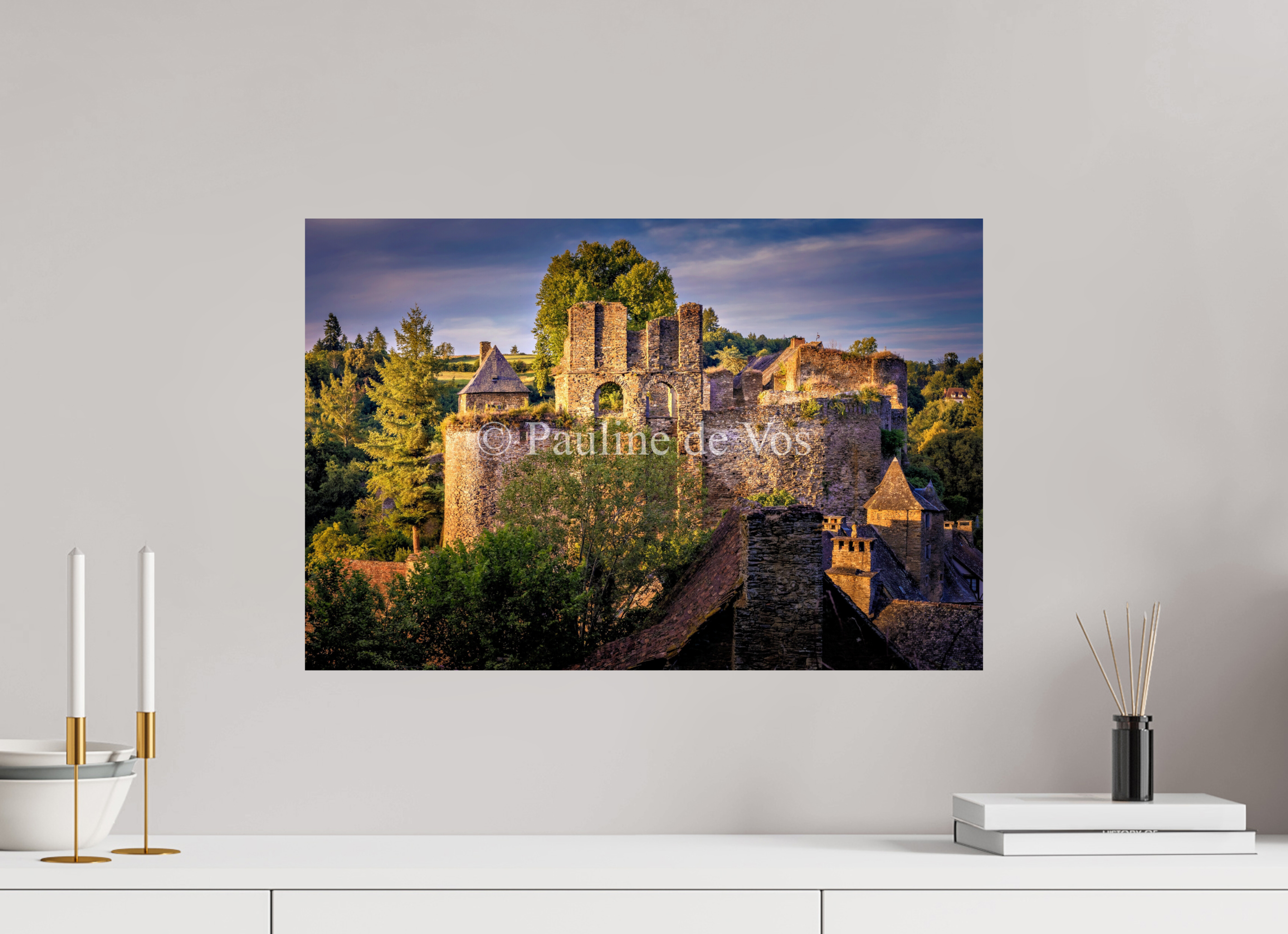 60 x 40 cm, Photo Print On Fuji Crystal DP II Château de Segur au coucher du soleil
