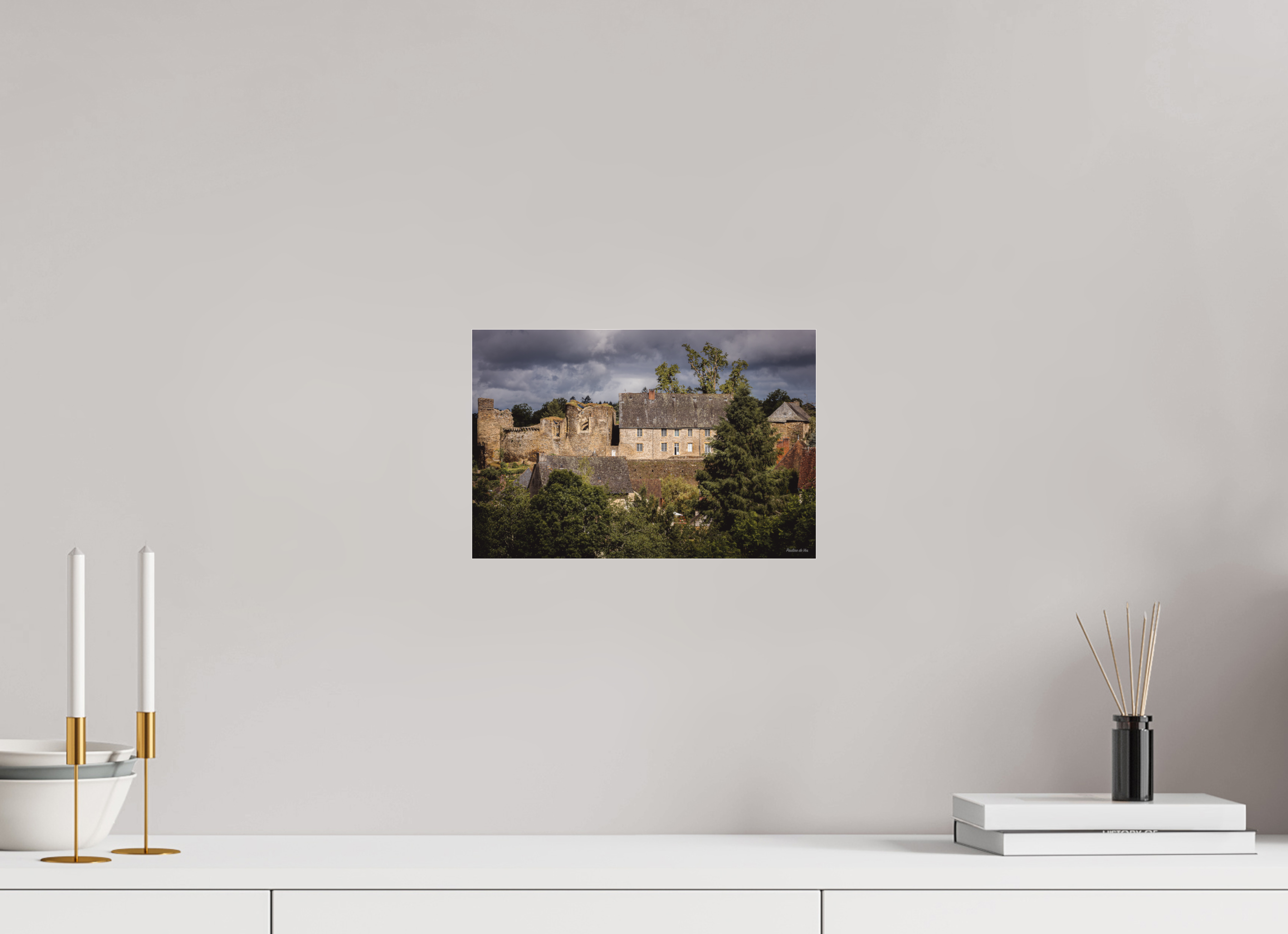 30 x 20 cm, Photo Print Under Acrylic Glass Château de Ségur pendant l'orage
