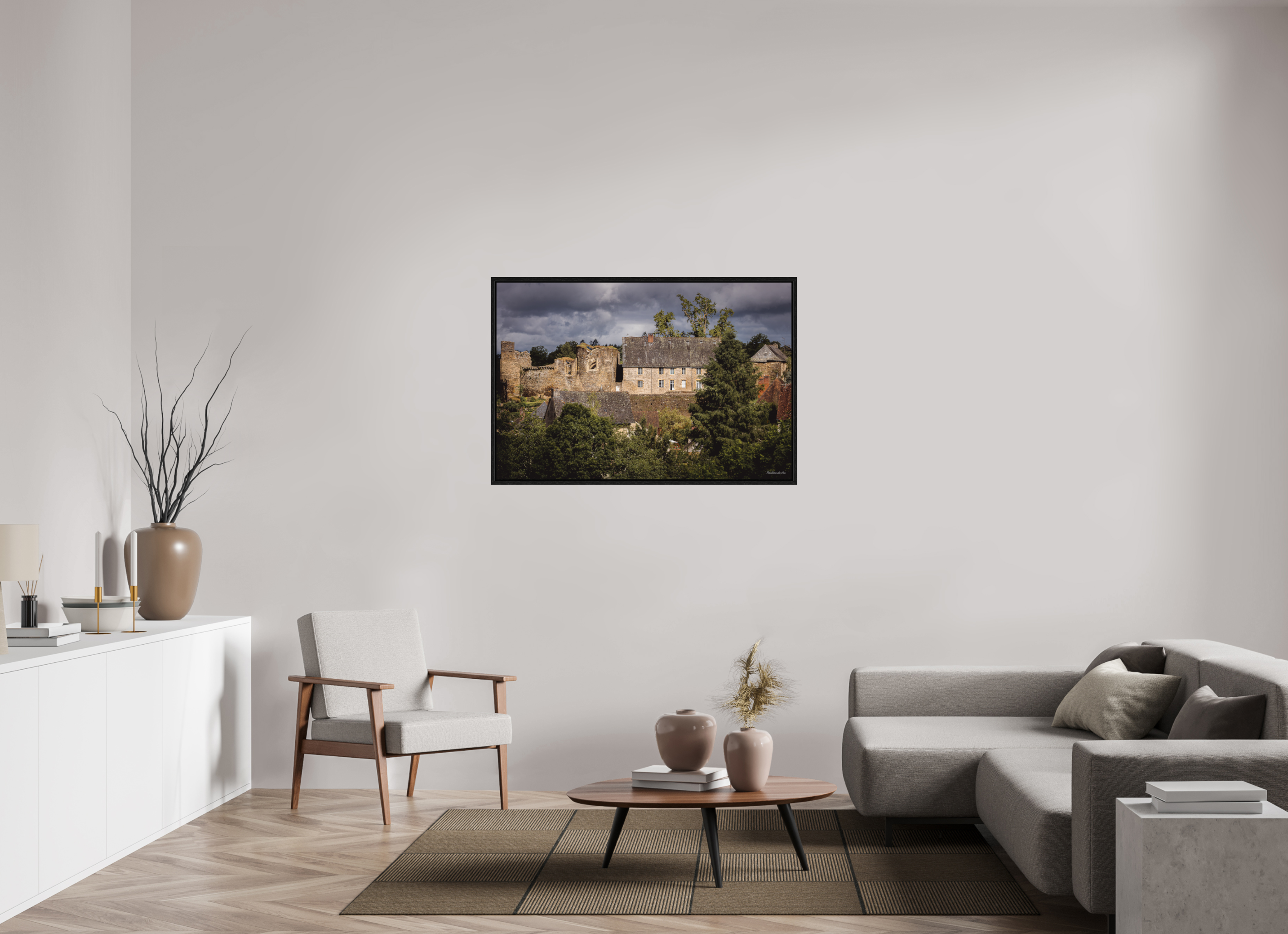 120 x 80 cm, Floater Frame Château de Ségur pendant l'orage