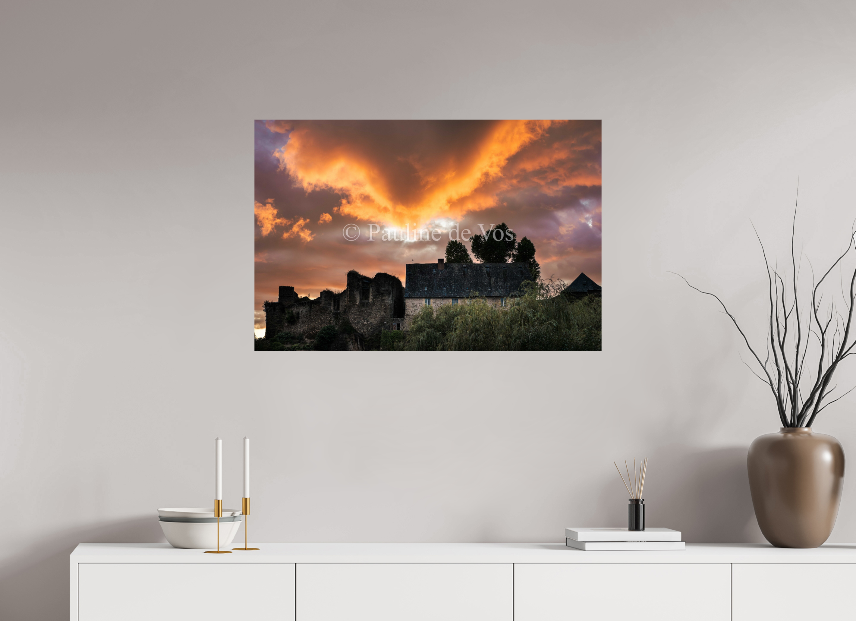 90 x 60 cm, Photo Print On Fuji Crystal DP II Le coucher du soleil a Ségur le Château
