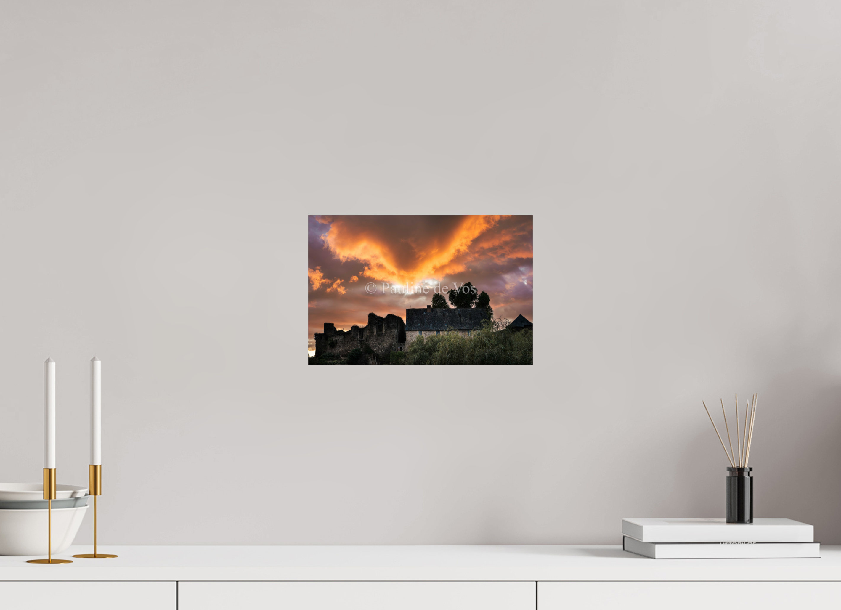 30 x 20 cm, Photo Print Under Acrylic Glass Le coucher du soleil a Ségur le Château