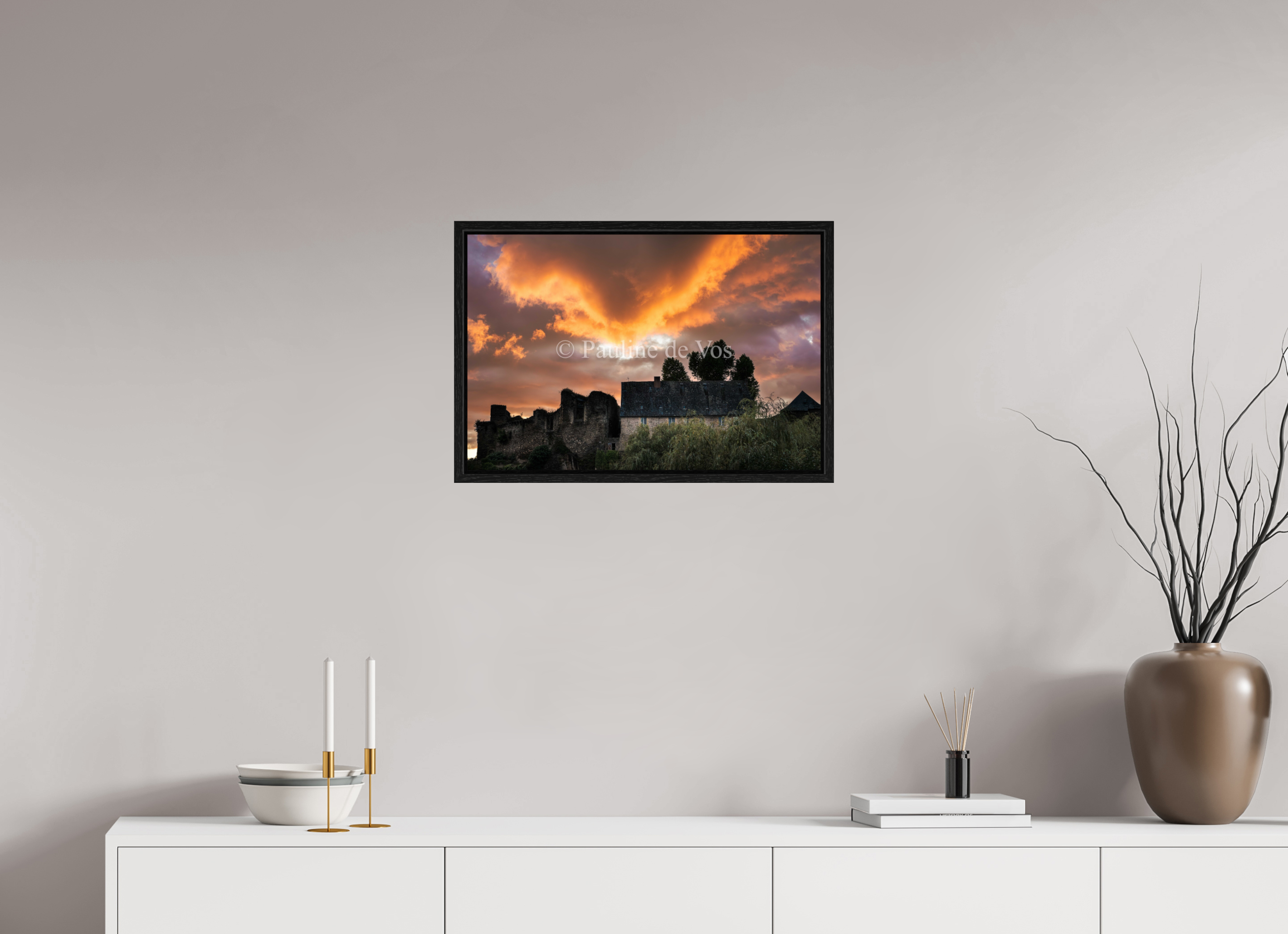 60 x 40 cm, Floater Frame Le coucher du soleil a Ségur le Château