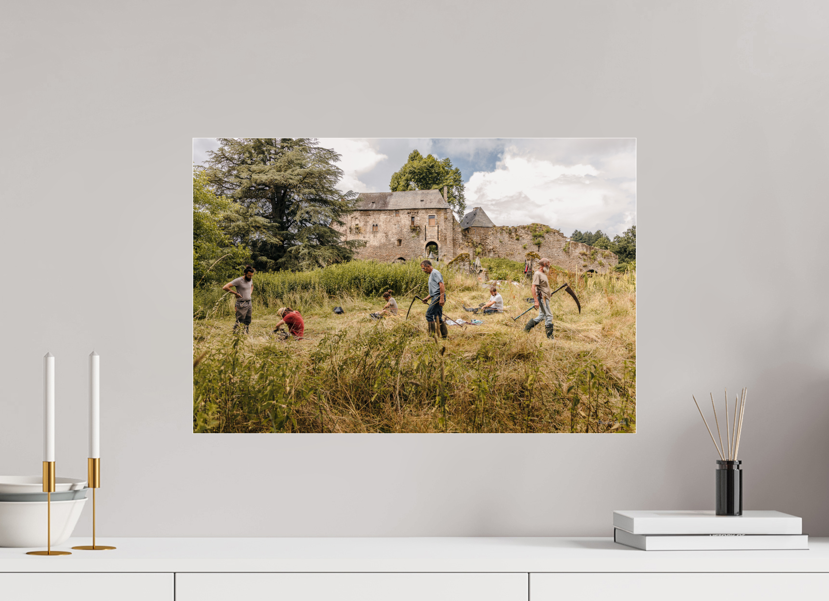 60 x 40 cm, Photo Print Under Acrylic Glass Fauchage à la faux à Ségur le Château
