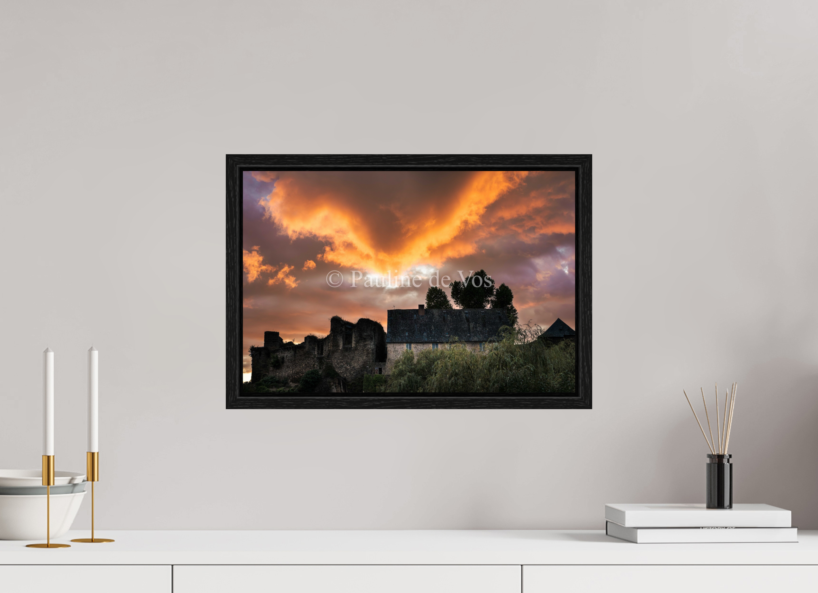 45 x 30 cm, Floater Frame Le coucher du soleil a Ségur le Château